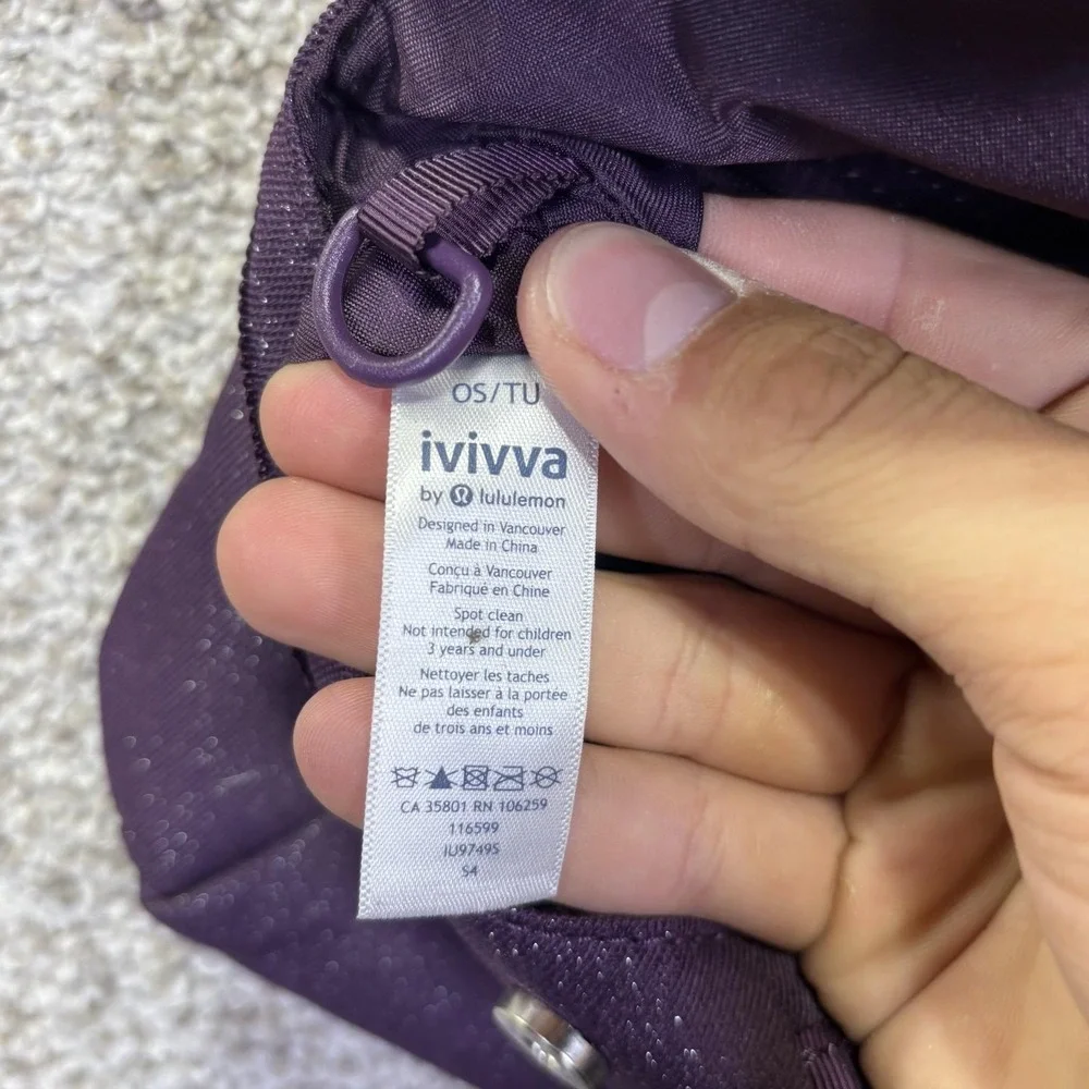 Ivivva By Lululemon Girls Mini Crossbody Bag Purple Glitter Canvas Strap 116599